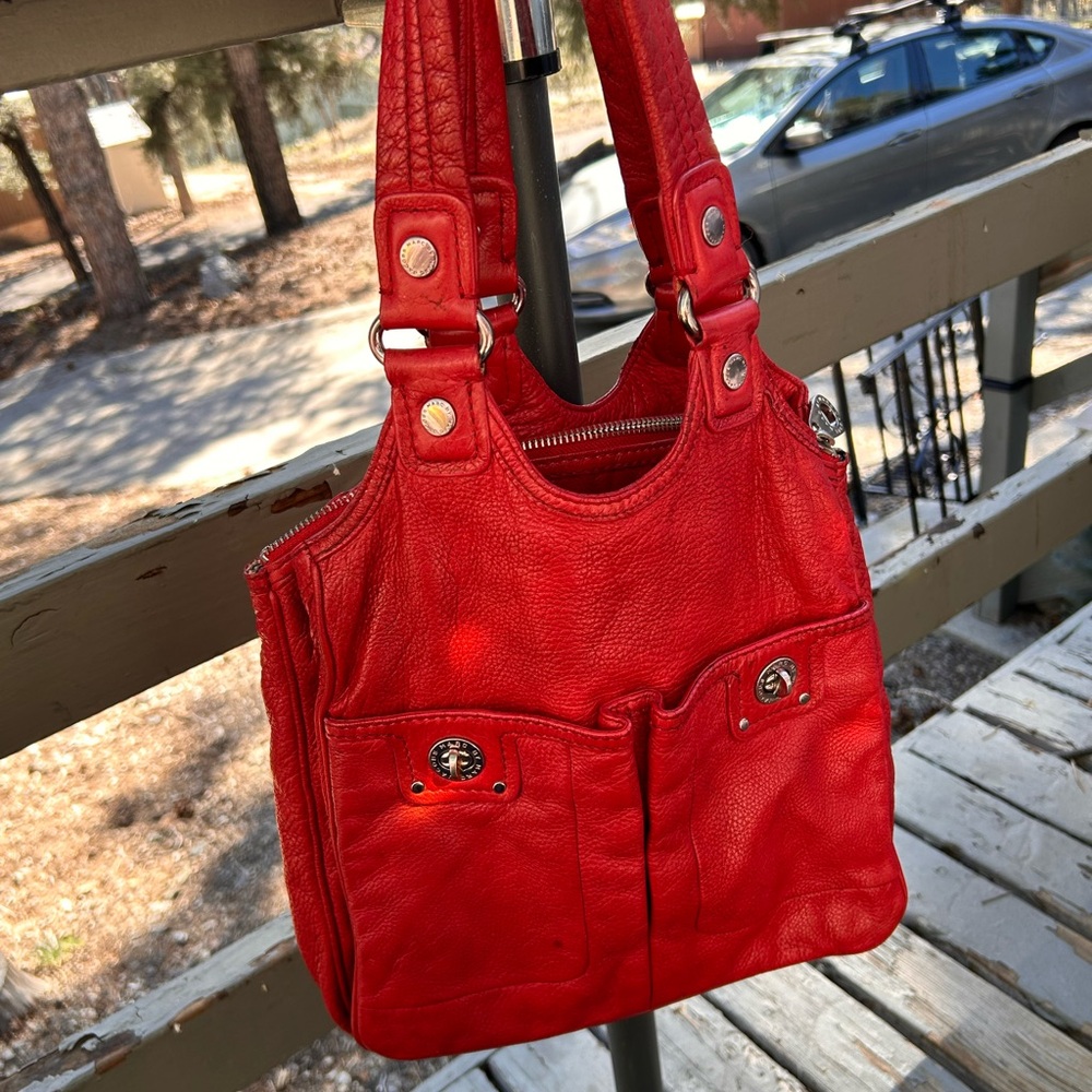 Amazing Mark Jacobs leather cherry red bag, fully restored!vintage tote bag